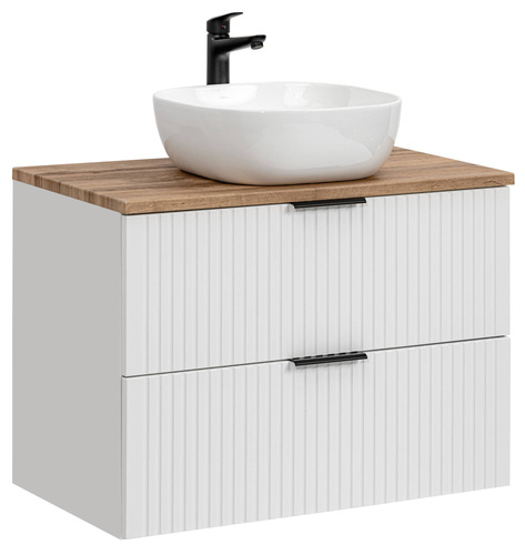 Szafka 80 cm ADEL WHITE  z umywalką SMILE i blatem