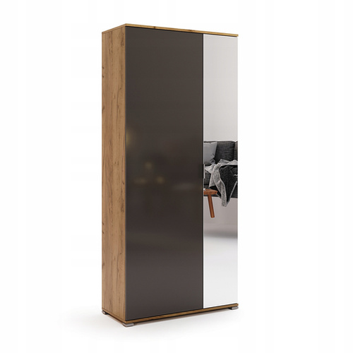 Luna LN-112-LV - Szafa 2-drzwiowa z Lustrem Dąb Craft Lava Mat