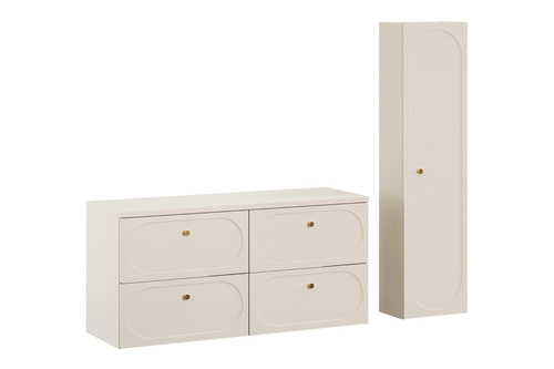 Zestaw Szafka Pod Umywalkę z Blatem 120 cm i Słupek Wysoki Donna Sand