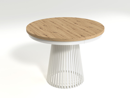 GARDA - Stół Okrągły Rozkładany Artisan Biały Mat