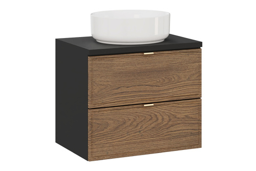 Zestaw Szafka z Blatem i Umywalka Nablatowa 60 cm Talia Casella Czarny Mat