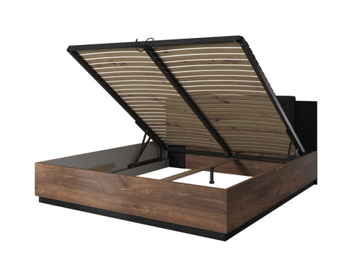 Sigma Łóżko z Pojemnikiem 160 cm Dąb Flagstaff / Czarny Mat