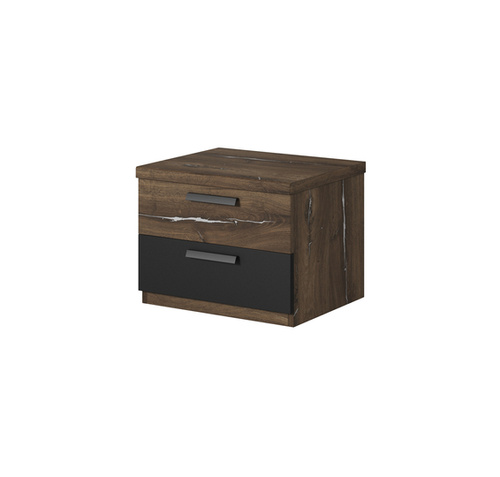 Sigma Stolik Nocny 2 Szuflady Dąb Flagstaff / Czarny Mat