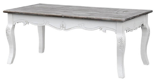 Rimini White 027 Ława prowansalska biała z przecieranym brązowym blatem drewno/mdf