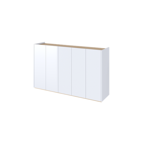 EASY EA-01 - Komoda 5-drzwiowa z Oświetleniem LED Biały Połysk/Dąb Scandi