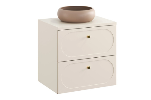 Zestaw Szafka Pod Umywalkę z Blatem 60 cm 2 Szuflady i Umywalka Nablatowa Donna Sand