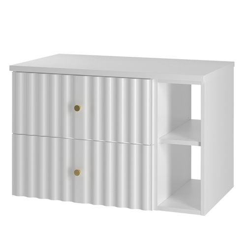 AQUA-02 - Szafka pod Umywalkę z Blatem i Regałem 2S 80cm Biały Mat Zestaw-4