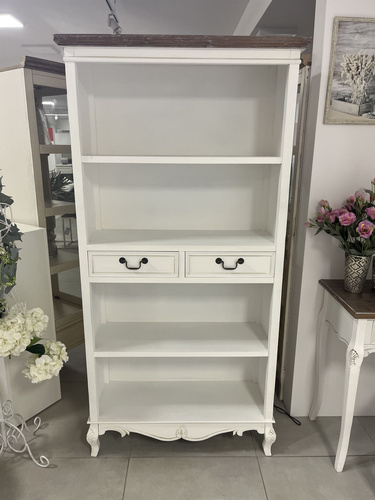 Rimini White 02 Regał 2S prowansalski biały brązowy wieniec drewno/mdf_01