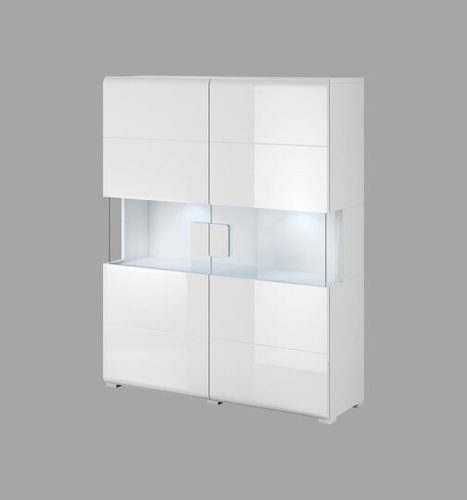 Toledo WM Komoda 2-drzwiowa Wysoka Biały / Biały Połysk