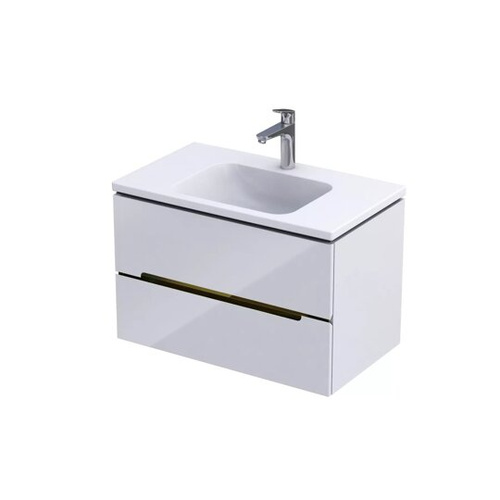 Oristo Szafka Pod Umywalkę Silver 80 cm Biały Połysk Listwa Złoty Połysk