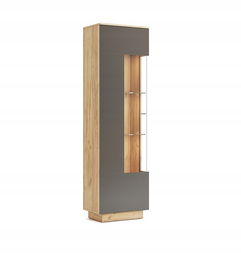 Luna LN-110-LV - Witryna 1-drzwiowa Lewa Oświetlenie LED Dąb Craft Lava Mat