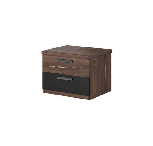 Sigma Stolik Nocny 2 Szuflady Dąb Flagstaff / Czarny Mat