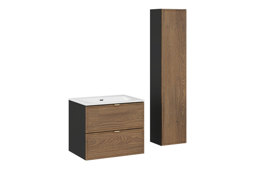 Zestaw Szafka z Umywalką Meblową 60 cm i Słupek Wysoki Talia Casella Czarny Mat