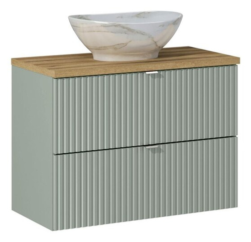 Zestaw Szafka z Blatem 80 cm i Umywalka Nablatowa Line Reed Green