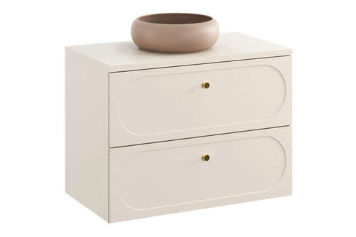 Zestaw Szafka Pod Umywalkę z Blatem 80 cm 2 Szuflady i Umywalka Nablatowa Donna Sand