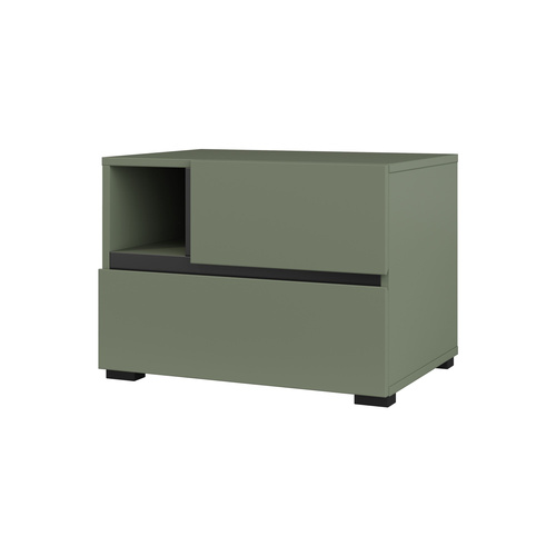 Cross S - Szafka Nocna 2 Szuflady Zgaszona Zieleń Czarny