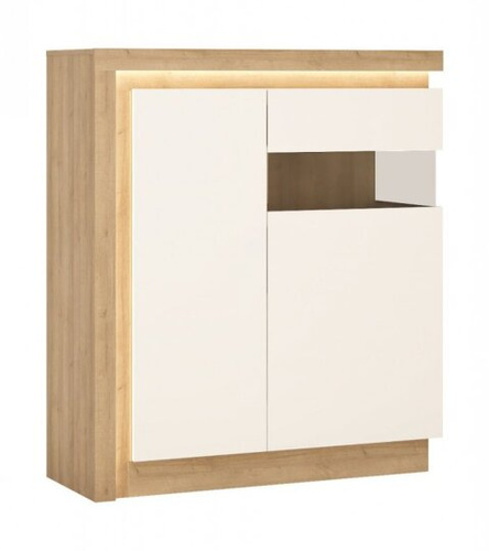 Lyon LYOV04P - Witryna Prawostronna 2-drzwiowa Dąb Riviera Jasna/Biała