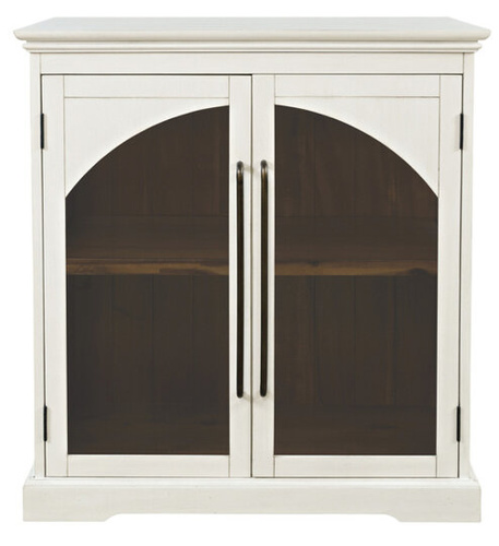 Avola AV2293-33 Komoda 84 cm biała drewno akacji przeszklone drzwi