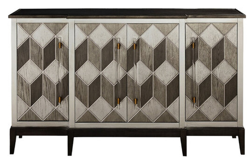 Stilig ST504 Komoda 152 cm szara ręcznie malowana z intarsją