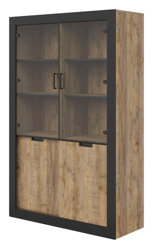 Tudor - Witryna 4-drzwiowa Dąb Samdal Czarny Mat