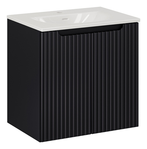 Szafka z umywalką 60 cm Nova Black z drzwiami 