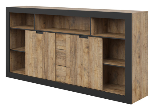 Tudor - Komoda Wysoka 2D3S Dąb Samdal Czarny Mat