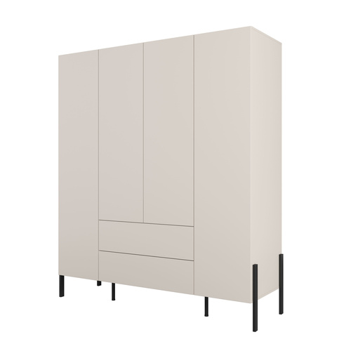 Jukon S - Szafa 4D2S Kaszmir Czarne Metalowe Nogi