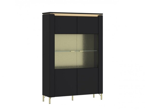 Norica LAZV02 - Witryna 2-drzwiowa Czarny Mat Złoty