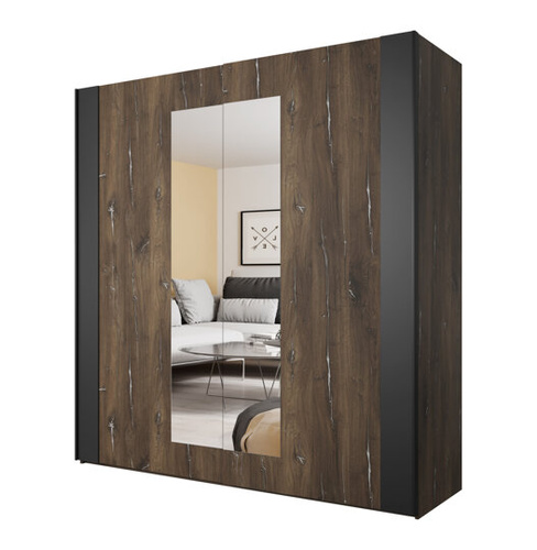 Sigma Szafa 2-drzwiowa z Lustrami Dąb Flagstaff / Czarny Mat