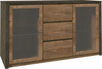 MONTANA GREY K2D - Komoda 2-drzwiowa Szkło Dąb Lefkas/Smooth Grey