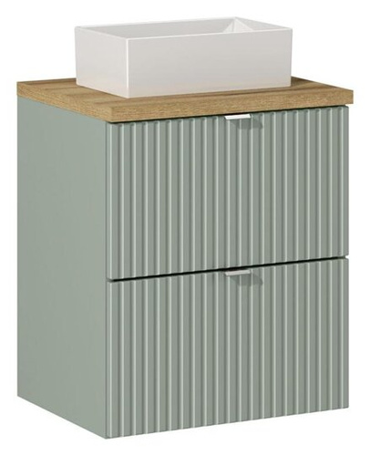 Szafka z blatem oak i umywalką Gaja 50 cm Line Reed Green z szufladami