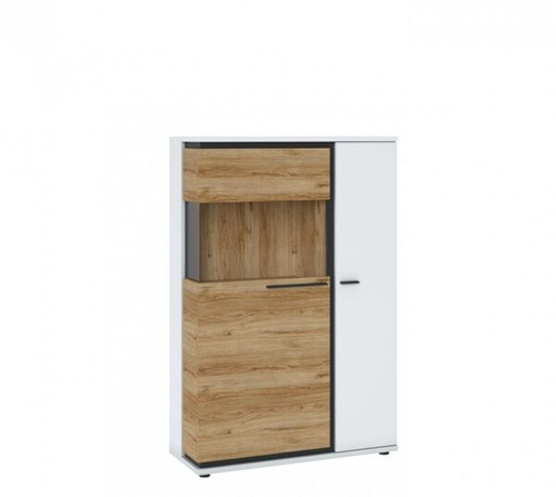 Salinas SAIV01L - Witryna Lewostronna 2-drzwiowa Biała/Dąb Catania/Czarna