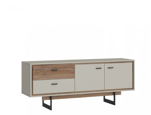 Rivero RIVF02 - Komoda RTV 2D2S Szara/Dąb Flagstaff Ciemna