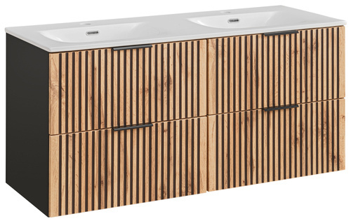 Szafka 120 cm Xilo Black Wotan z podwójną umywalką SKY120D