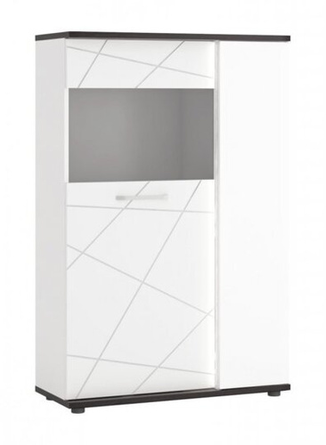 Venezia VENV02R - Witryna Prawostronna 2-drzwiowa Biała/Dąb Vicenza Czarna