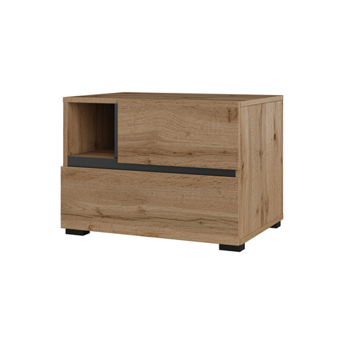 Cross S - Szafka Nocna 2 Szuflady Dąb Wotan Czarny Onyks Mat