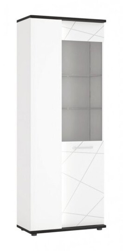 Venezia VENV01L - Witryna Lewostronna 2-drzwiowa Biała/Dąb Vicenza Czarna