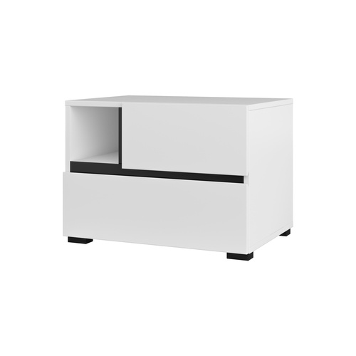 Cross S - Szafka Nocna 2 Szuflady Biały Czarny Onyks Mat