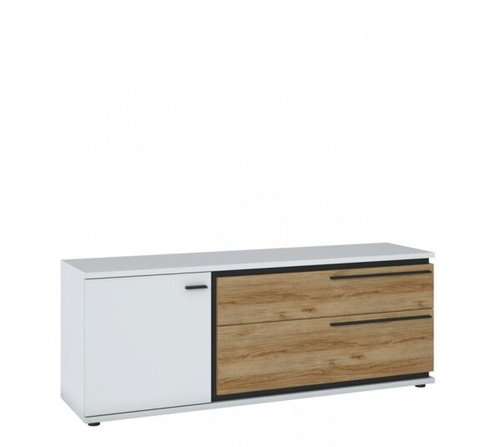 Salinas SAIF01 - Komoda RTV 1D2S Biała/Dąb Catania/Czarna