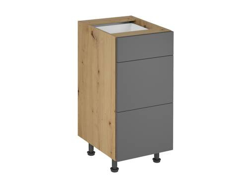 Szafka Kuchenna Dolna 3 Szuflady D40S3 PUSH OPEN Langen Grey