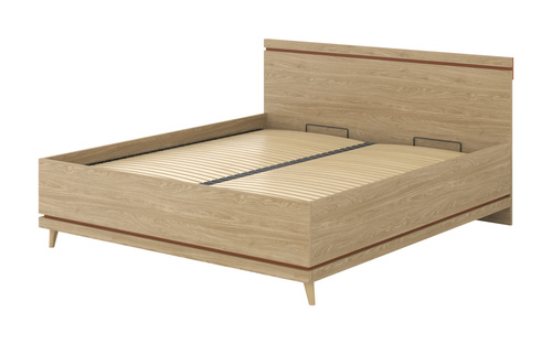Scandi - Łóżko 180x200 cm ze Stelażem Dąb Olejowany Ceglany