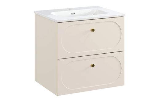 Zestaw Szafka z Umywalką Meblową 60 cm 2 Szuflady Donna Sand