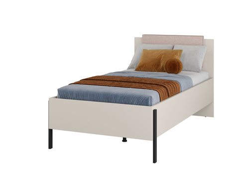 Jukon S - Łóżko 100 cm Kaszmir Czarne Metalowe Nogi