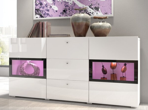 Baros Komoda 2D3S Biały / Biały Połysk