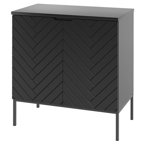 ASPEN-08 - Szafka pod Umywalkę z Blatem 2D 80cm Czarny Mat Zestaw-1 Czarny Stelaż