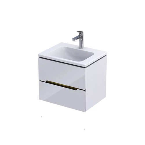 Oristo Szafka Pod Umywalkę Silver 60 cm Biały Połysk Listwa Złoty Połysk