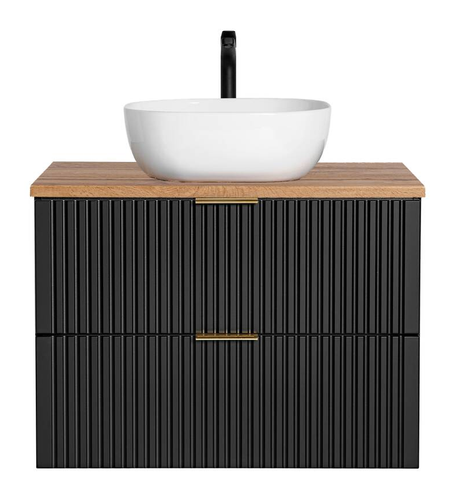 Szafka 80 cm ADEL BLACK z blatem i umywalką SMILE