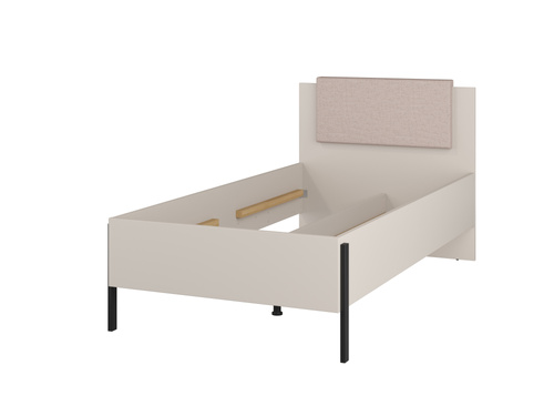 Jukon S - Łóżko 100 cm z Pojemnikiem Kaszmir Czarne Metalowe Nogi