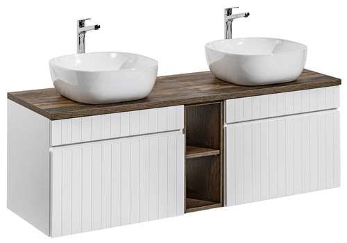  Zestaw 2 Szafek ICONIC WHITE 80 cm z Umywalkami Smile, Blatem i Regałem