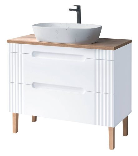 Szafka 100 cm FIJI WHITE z umywalką MEGI MW13